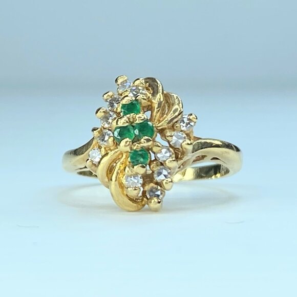14K Natural Emerald Diamond cocktail ring JR8950